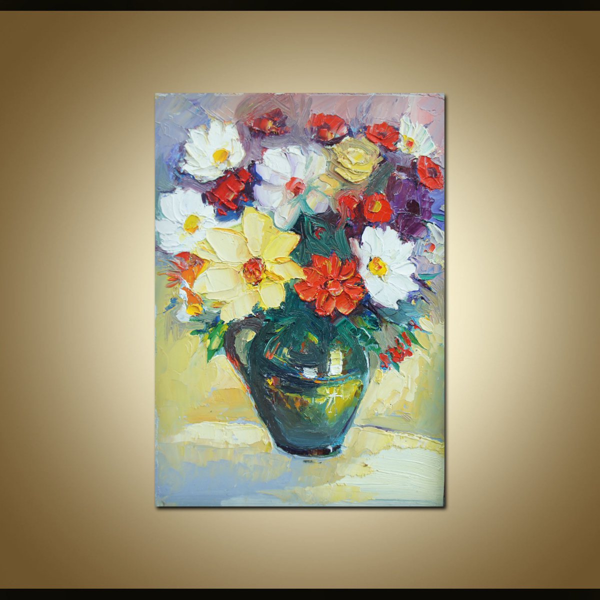 Flowers, Framed oil painting by Stanislav Lazarov