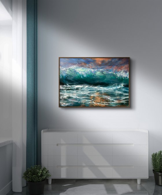 Stormy Evening - breaking wave