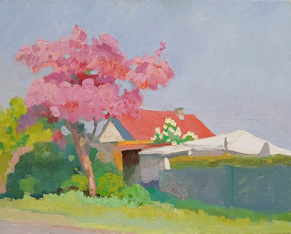 Impressionistic Botanical Oil Painting By Vasyl Koval, 20 X 16", Dacha, Original Artwork