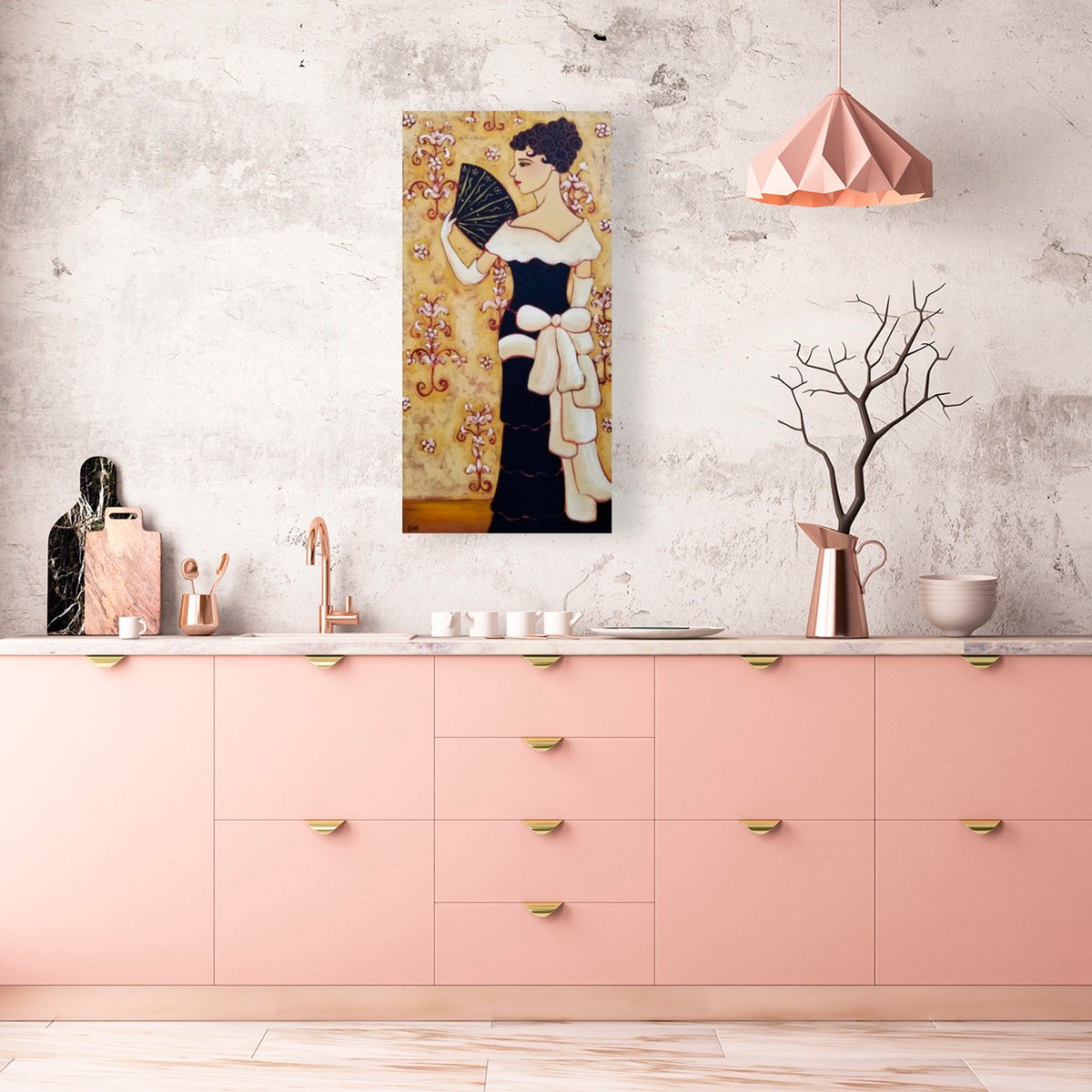 Woman With Fan By Karen Rieger, 12 X 24, Artwork For Sale On Artfinder