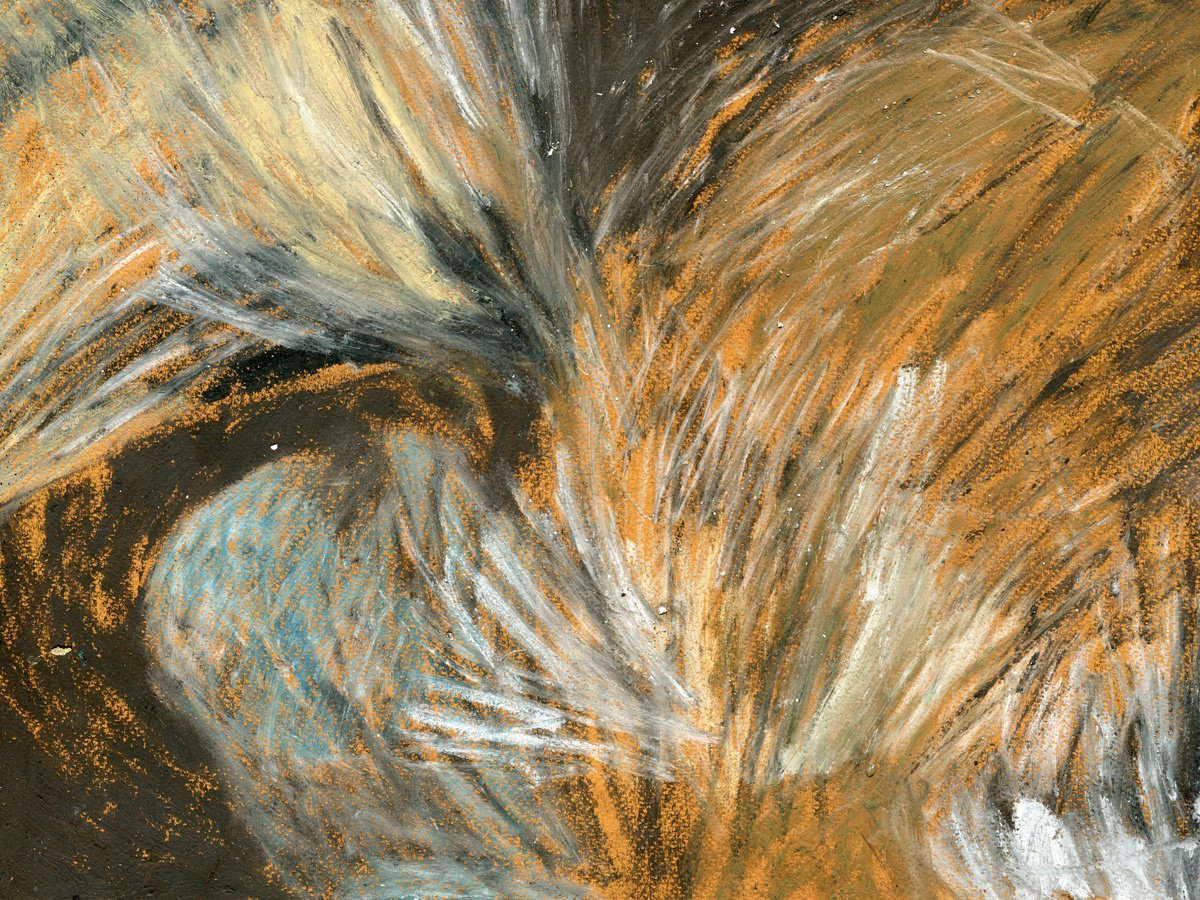 Abstract Landscape Pastel Drawing By Elizabeth Anne Fox, 16 X 12, Moorland Grass, Original Artwork