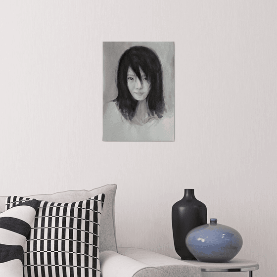 Black white portrait-Chinese(31x43cm, watercolor, paper)