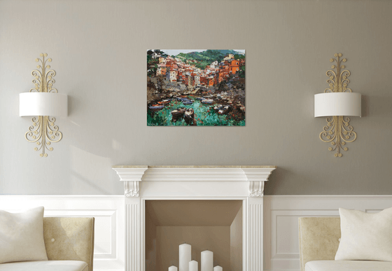 Riomaggiore, Cinque terre - Italian Landscape painting