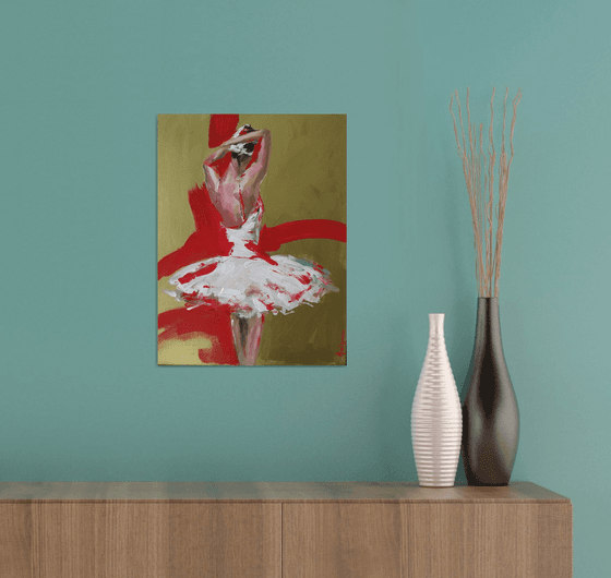 Backstage series  backstage 7-Gold Series Ballerina- woman Painting on MDF