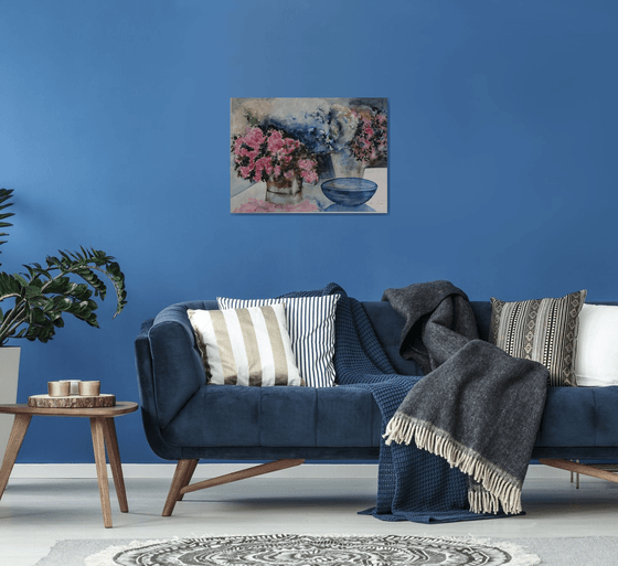 Stillife with blue bowl
