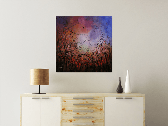 A Midnight Story #2- Large original floral landscape