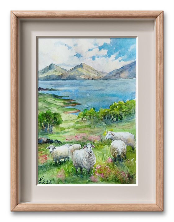 Scottish landscape with sheep