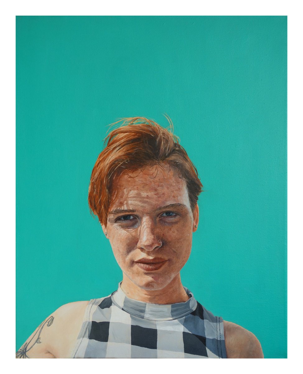 Photorealistic Portrait Oil Painting By J R Root, 18 X 22, Portrait Of Meg, Original Artwork