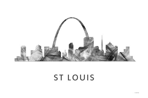 St Louis Missouri Skyline WB BW by Marlene Watson
