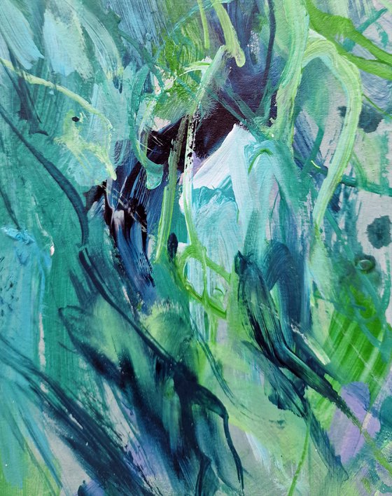 Jungle. Abstract green painting.