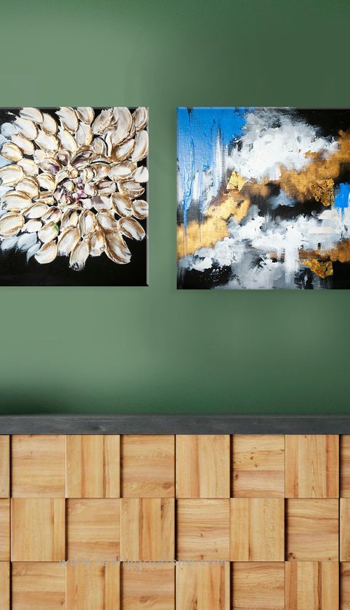 Abstract Floral Diptych by Annet Loginova