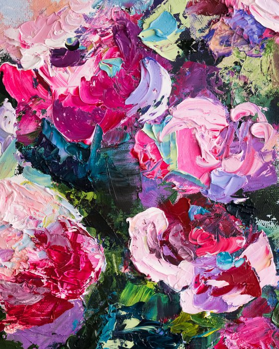 Textured Roses Oil Painting