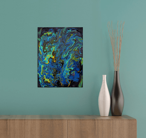 INTO THE DEEP. FLUID PAINTING. 3D CANVAS.