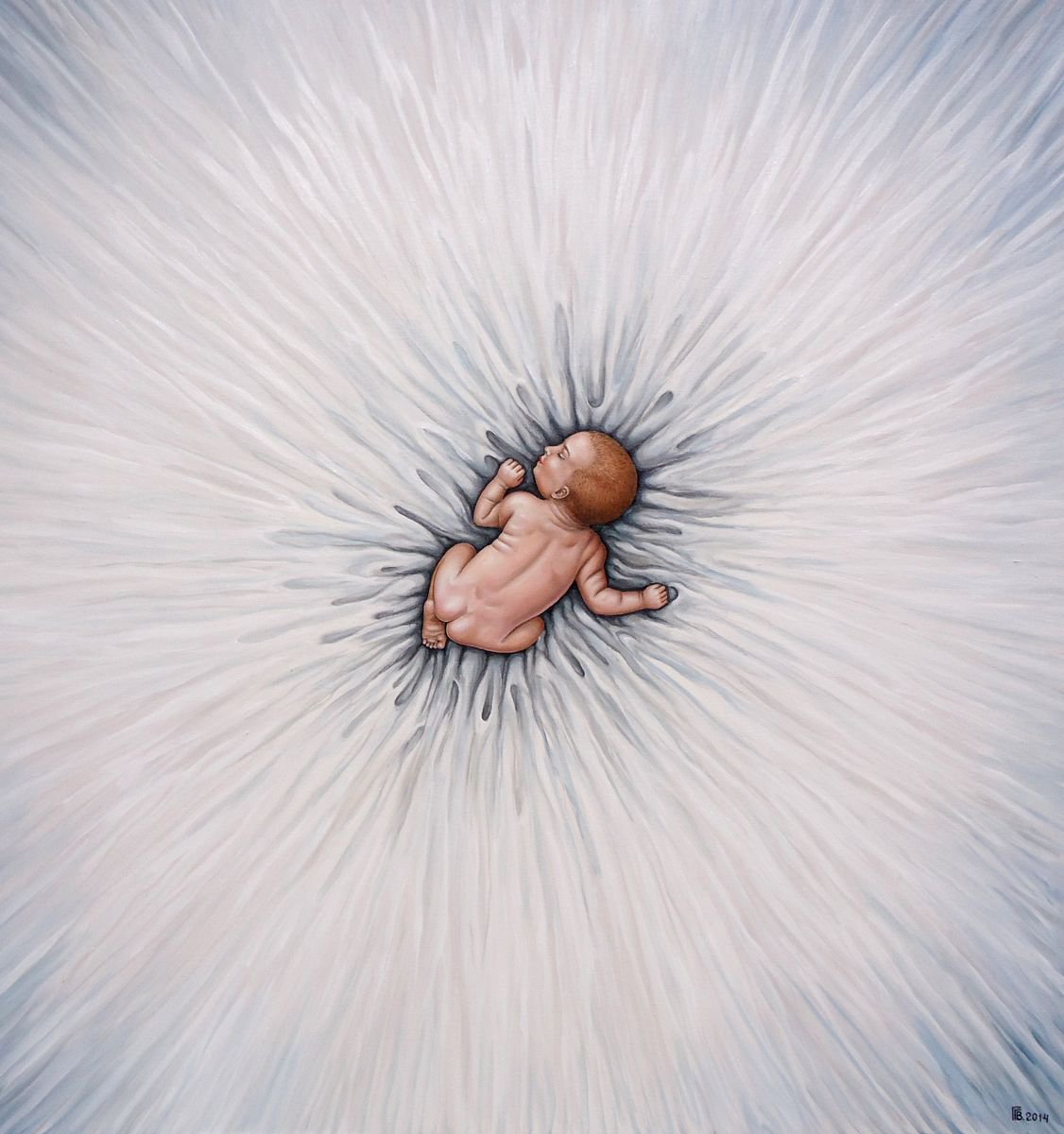 Photorealistic Portrait Oil Painting By Grigor Velev, 35 X 35, Beginning, Original Artwork