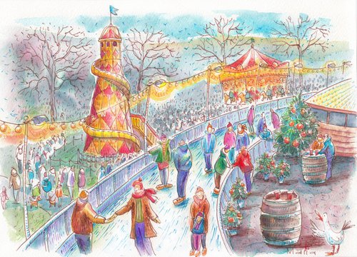 Christmas ice rink in Edinburgh. by Maiia Vysotska