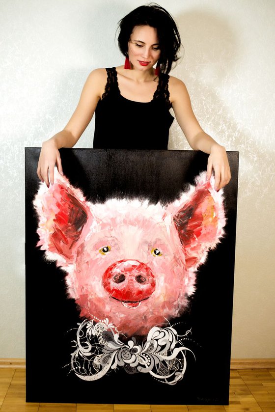 Oil painting "Rose Pig"