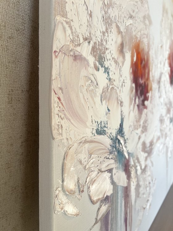 Two large white flowers on white