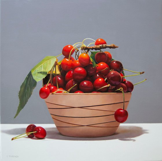 Still life with cherries