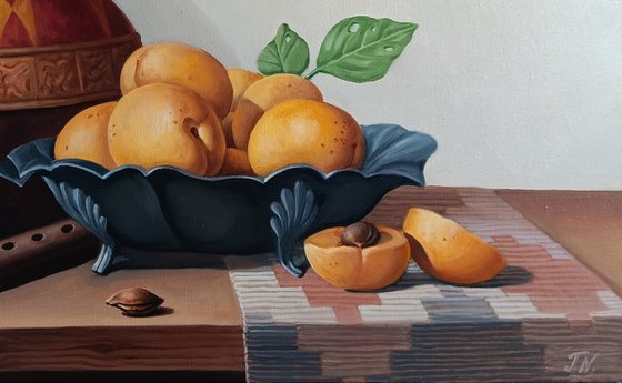 Still life with  apricots and duduk