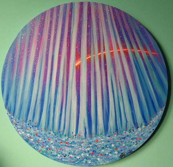 Shooting star. Original acrylic painting by Zoe Adams.