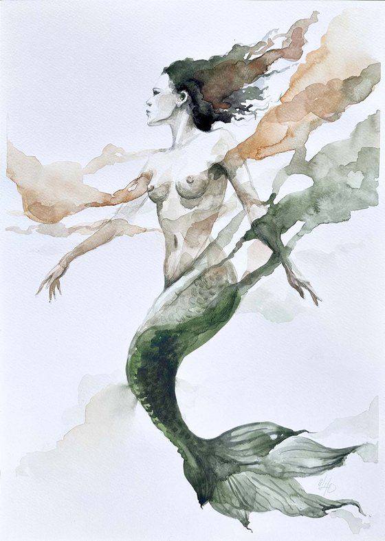 Ethereal Green Abstract Mermaid
