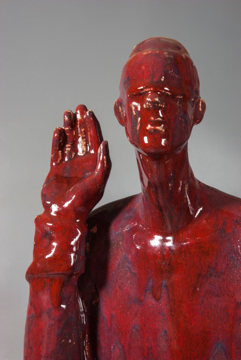 Expressive Portrait Clay Sculpture By Nadiia Otriazha Fedir Bushmanov, 10 X 23", Duty, Original Artwork