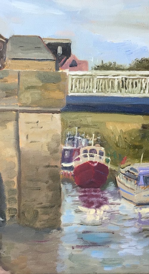 Swing Bridge at Sandwich Kent. An oil painting. by Julian Lovegrove Art