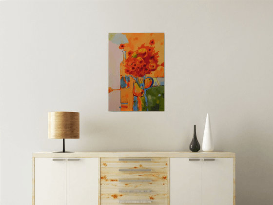 "Morning bouquet" Original Abstract Still life Home wall Art