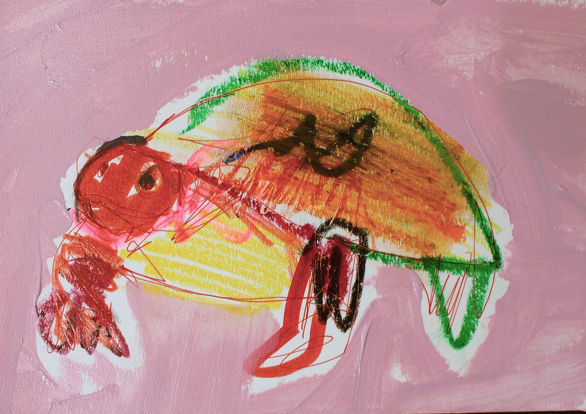 Expressive Animal Print By Milos Hronec, 8 X 6", Chlorytna?ka Little, Original Artwork