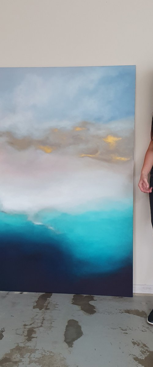 Abstract seascape painting From the Deep / Original artwork by Larissa Uvarova