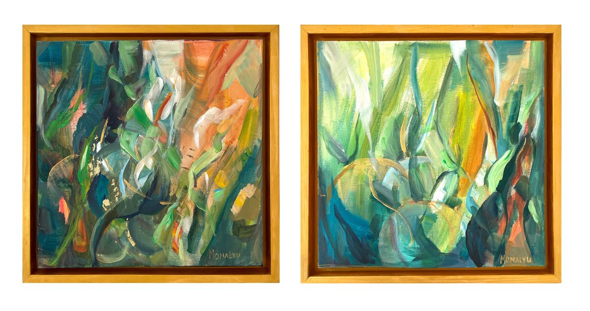 The Energy Within Nature. Diptych By Momalyu, 28 X 14, Artwork For Sale On Artfinder