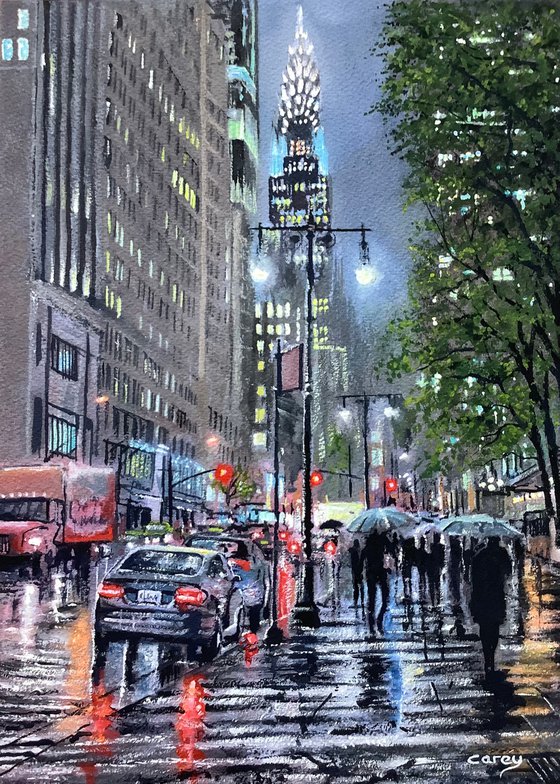 New York ( 42nd street in the rain )