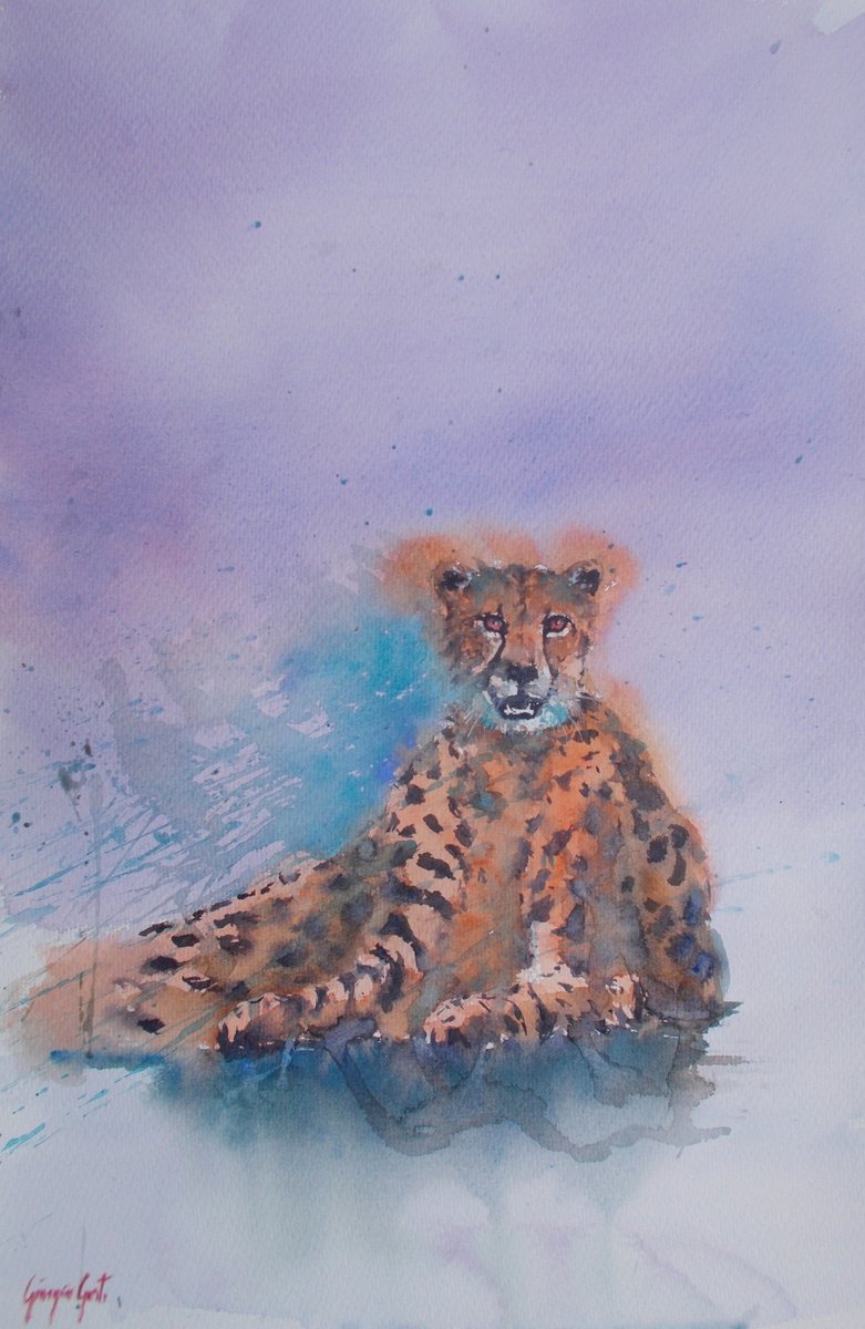 Impressionistic Animal Watercolour By Giorgio Gosti, 14 X 21, Cheetah 7, Original Artwork