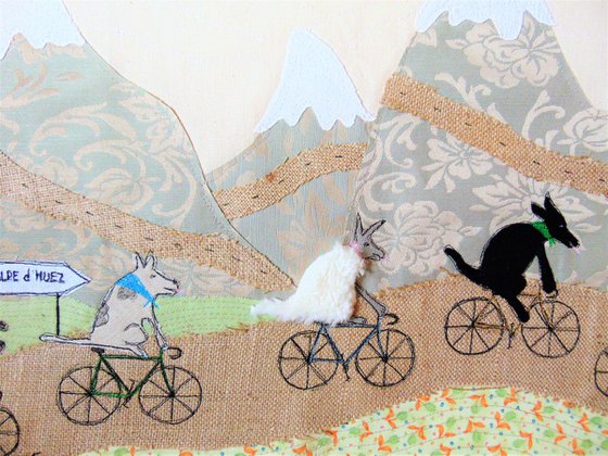 "Le Tour de France" - textile collage