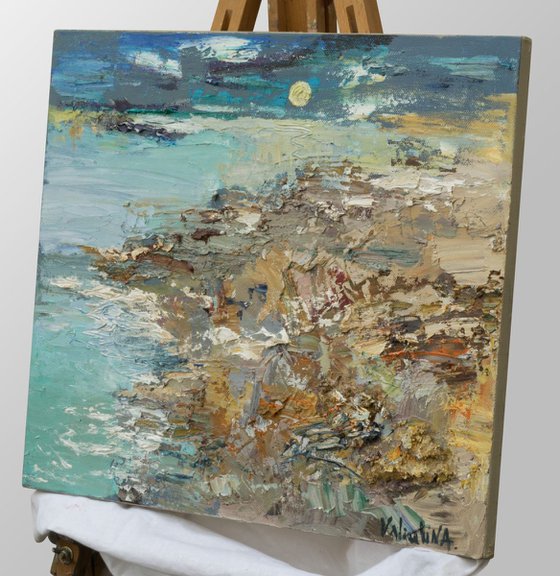 Abstract seascape painting on canvas