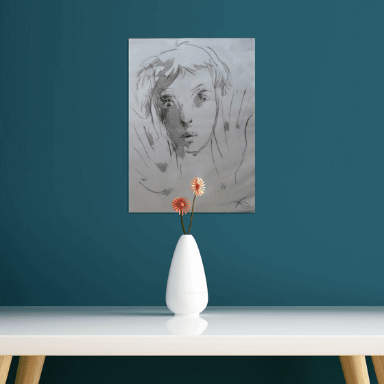 Expressive Portrait, 29x40 cm