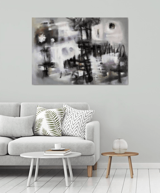 Grey calendar. one of a kind, original painting,