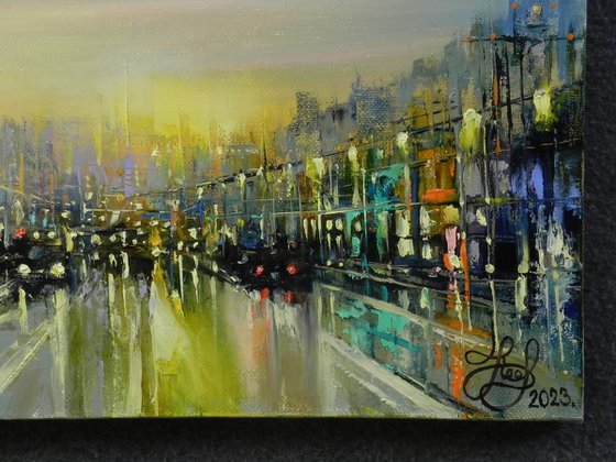 ""City light"" - Original art Framed