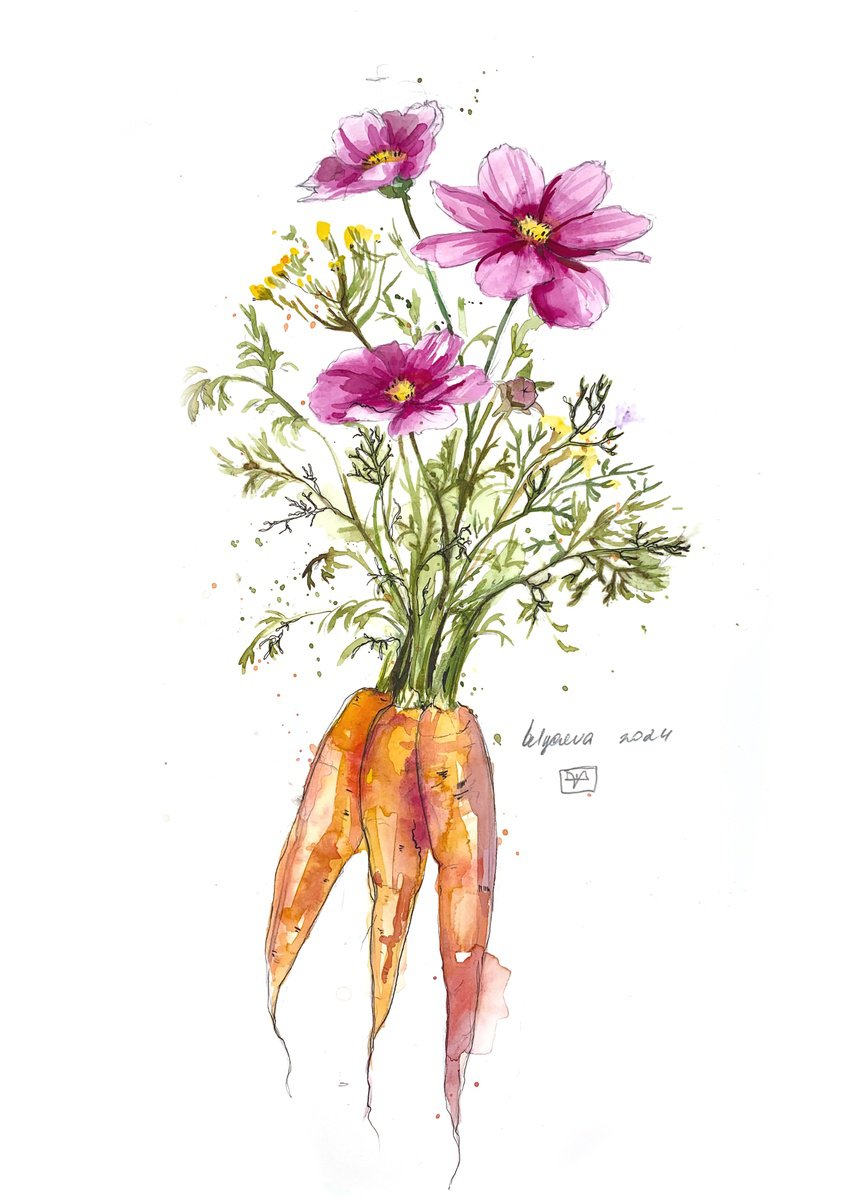 Carrots and flowers by Belyaeva Oleksandra