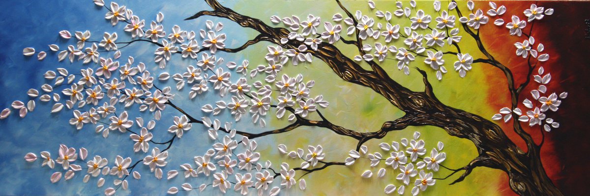 Blossom Plum - 60 x 20 by Nataliya Stupak