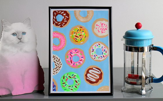 Donuts Pop Art Painting On A4 Paper