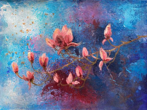 Pink Magnolias & Dandelion Parachutes by Teresa Tanner
