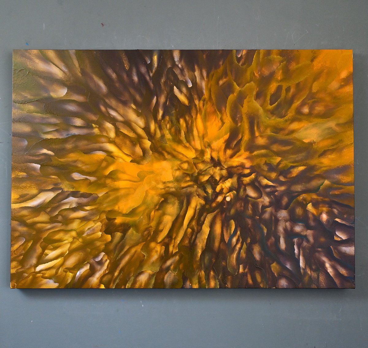 Organic Abstract Painting By Giuseppe Pastore, 39 X 28, Kishikaisei, Original Artwork