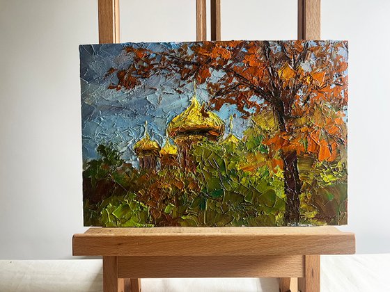 Golden Domes Behind the Trees