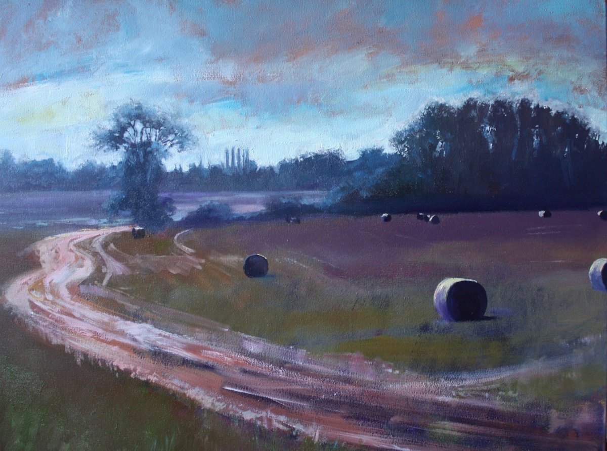 Impressionistic Landscape Oil Painting By Simon Jones, 24 X 18", Westfield Harvest Time, Original Artwork