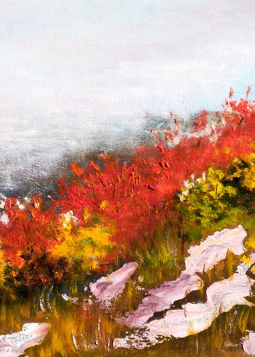 Vermont Painting Landscape Original Art Mountains Oil Impasto Artwork Fall Foliage Home Wall Art 20 by 12" by Halyna Kirichenko by Halyna Kirichenko