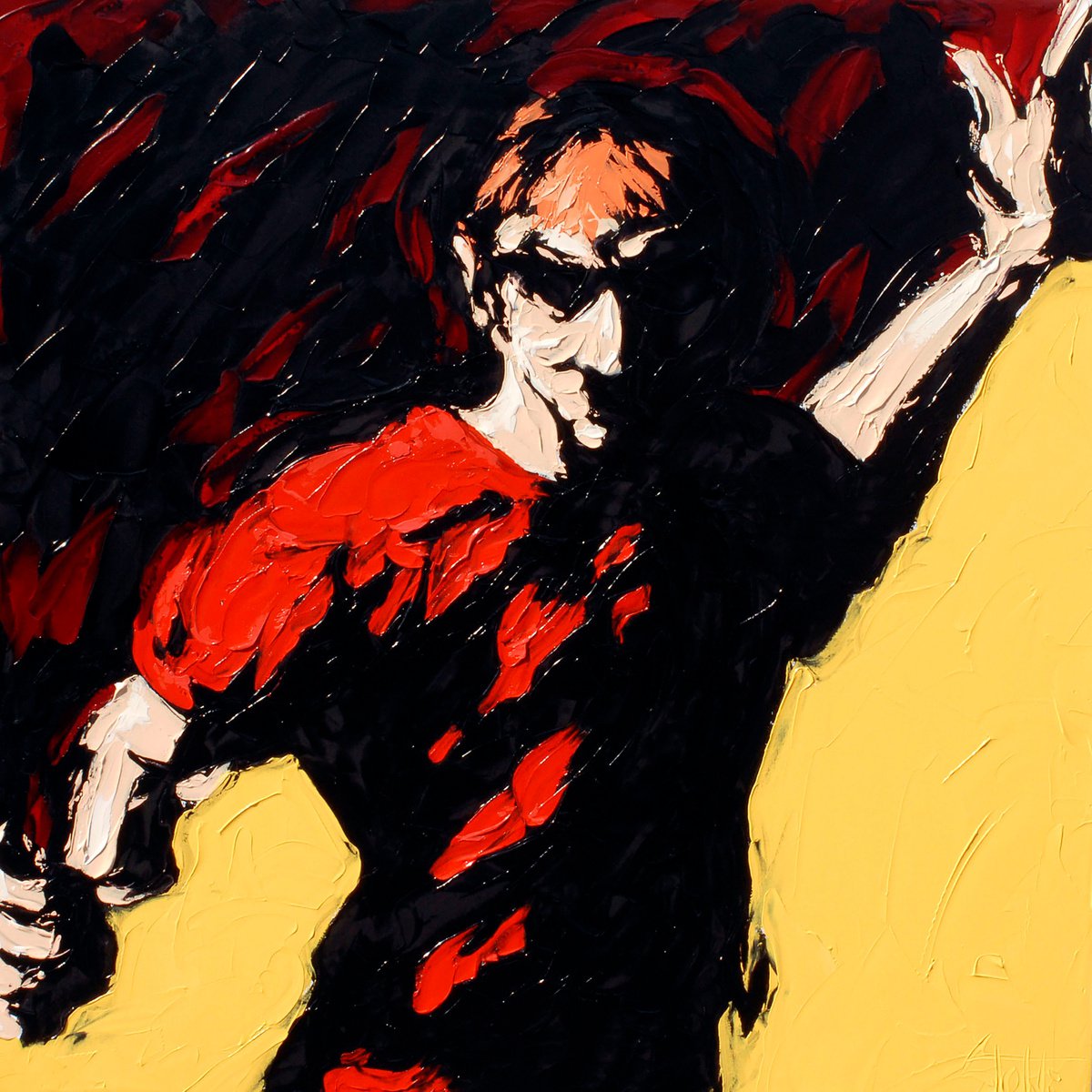 Expressive Oil Painting , Slap In The Face By Bill Stone, 48 X 48, Artwork For Sale On Artfinder