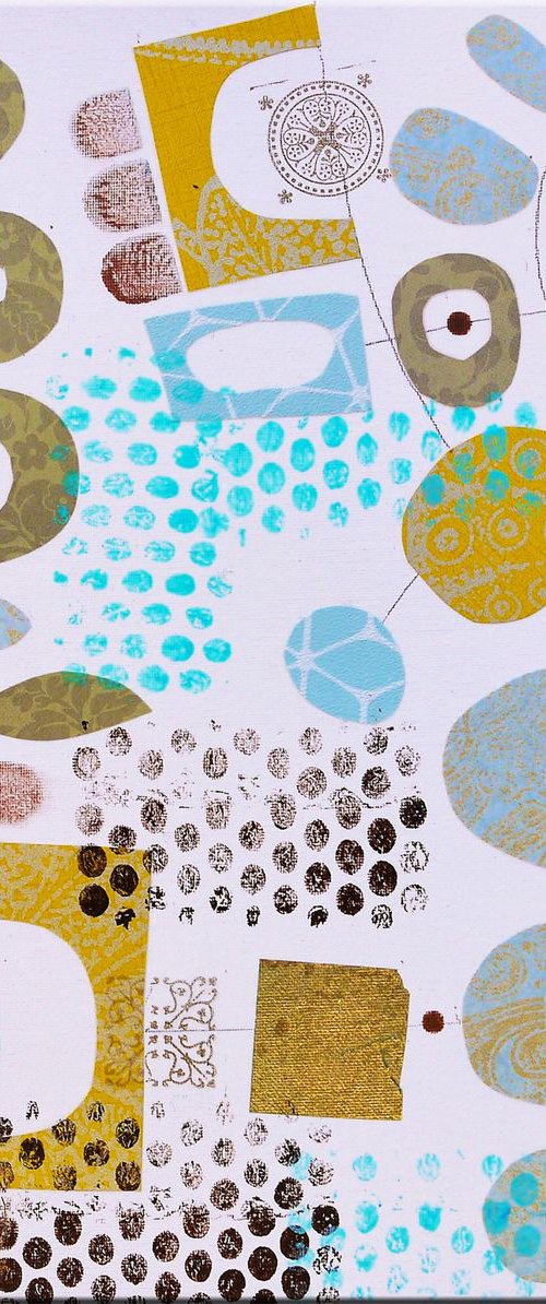 Aqua Sun And Gold Leaf Collage by Irina Rumyantseva