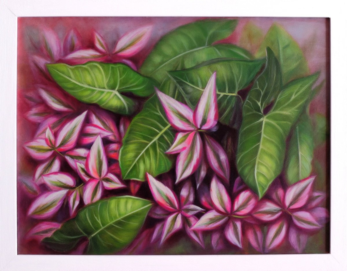 Photorealistic Botanical Oil Painting By Laura Cabral, 15 X 11", Casual Encounter, Original Artwork