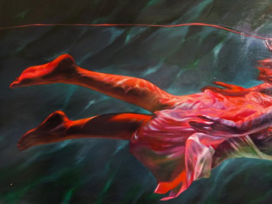 Ice and flame underwater large painting